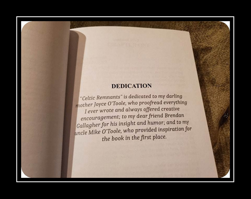 Dedication from "Celtic Remnants" by Deborah O'Toole. Click on image to view larger size in a new window.