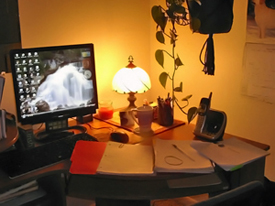 My computer workspace. Click on image to view larger size in a new window.