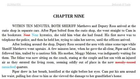 Editing "Glinhaven" in Word. Click on image to view larger size in a new window.