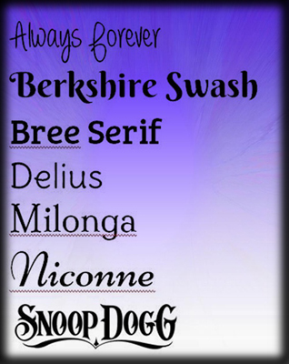Handwriting Fonts. Click on image to view larger size in a new window.