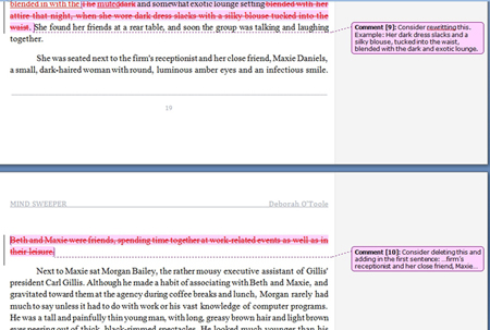 Editing "Mind Sweeper" in Word. Click on image to view larger size in a new window