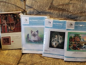 Current needlepoint projects. Click on image to view larger size in a new window.