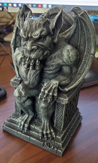 Gargoyle bookend, which is supposed to depict Auguste Rodin's "The Thinker." Click on image to view larger size in a new window.